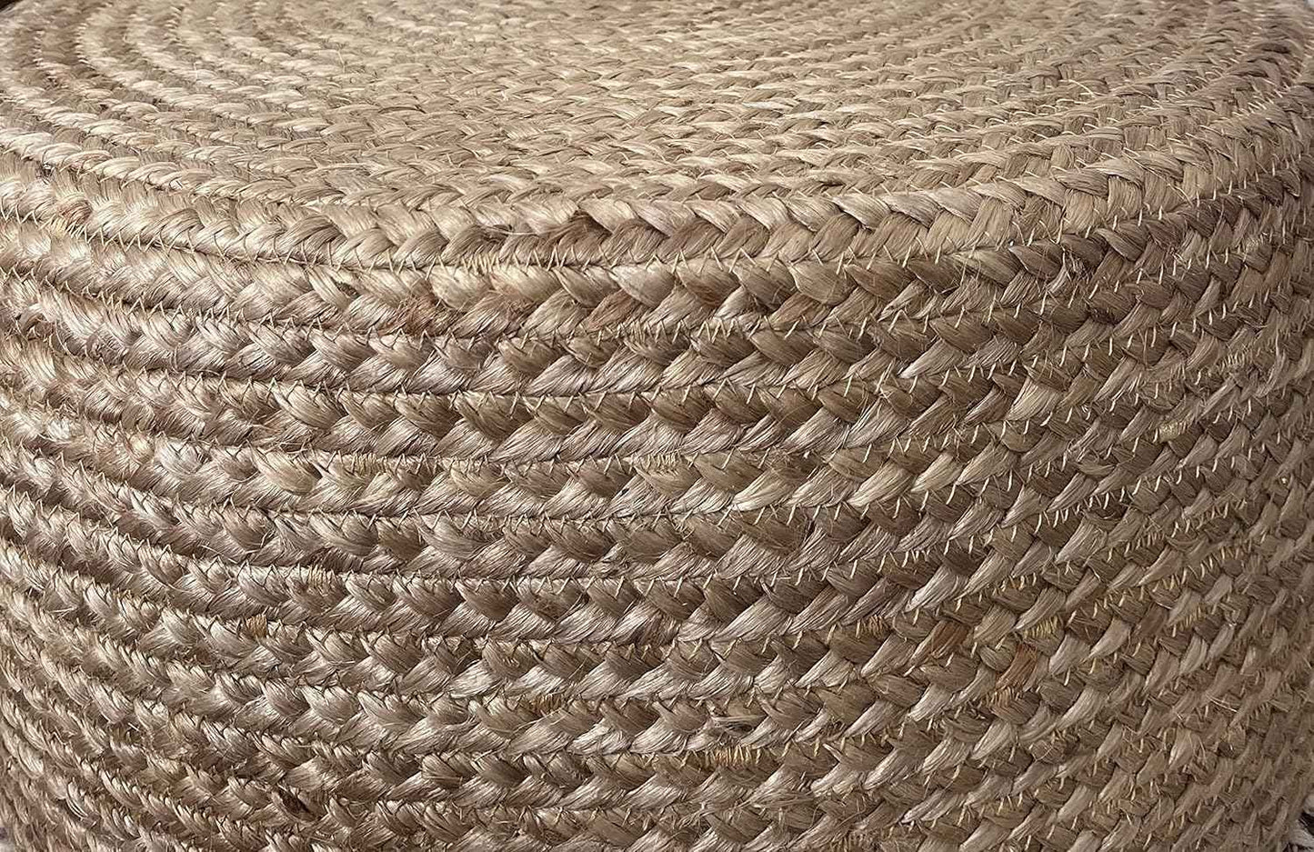Scandilivin Homes Pouf Ottoman - 100% Natural Jute Braided- Footrest Pouf Hand Knitted - Traditional Cord Boho Pouffe - for The Living Room, Bedroom, Nursery, Patio, Lounge (20" x 20" x 10")