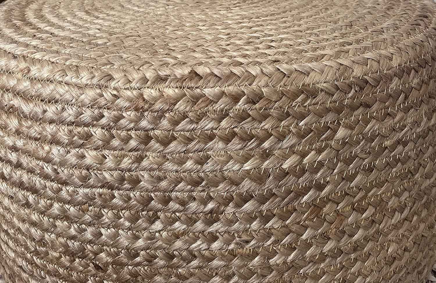 Scandilivin Homes Pouf Ottoman - 100% Natural Jute Braided- Footrest Pouf Hand Knitted - Traditional Cord Boho Pouffe - for The Living Room, Bedroom, Nursery, Patio, Lounge (20" x 20" x 10")