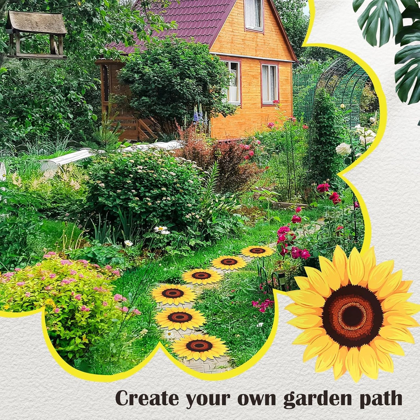 Tandefio 3 Pcs Sunflower Stepping Stones 12 Inch Iron Pavers for Garden Walkway Decorative Sunflower Garden Decor for Indoor Outdoor Patio Yard Outside, Colorful Yellow