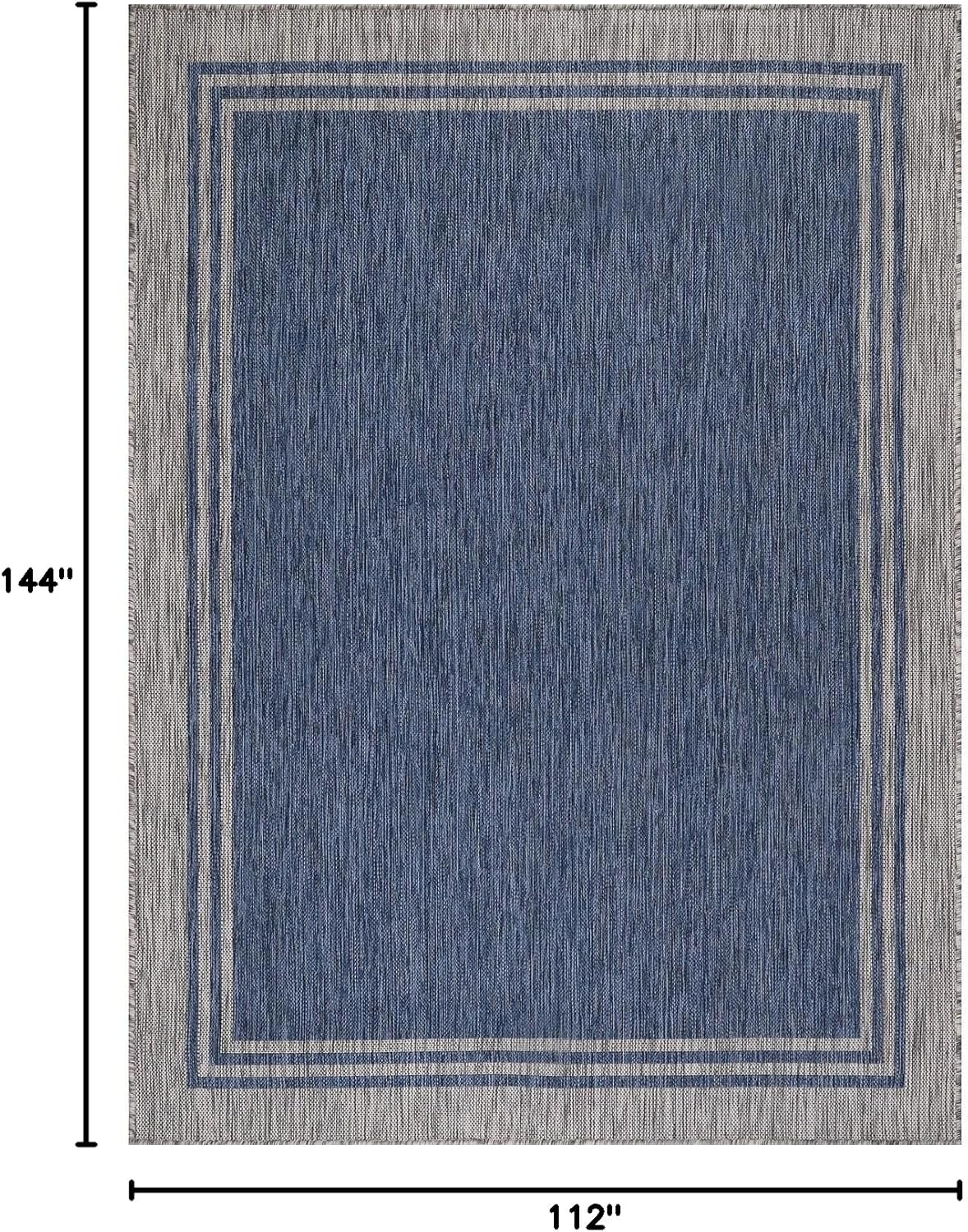 Bordered Outdoor Rug 9x12 Washable Outside Carpet for Indoor Patio Porch Waterproof Easy Cleaning Non Shedding Area Rugs Navy 9 x 12