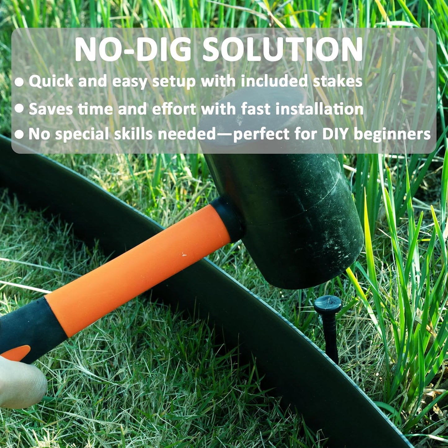 4 inch Tall Landscape Edging Kit 80FT Garden Edging with 150 Spikes for Lawn Edging and Flower Beds (Black, 80FT)