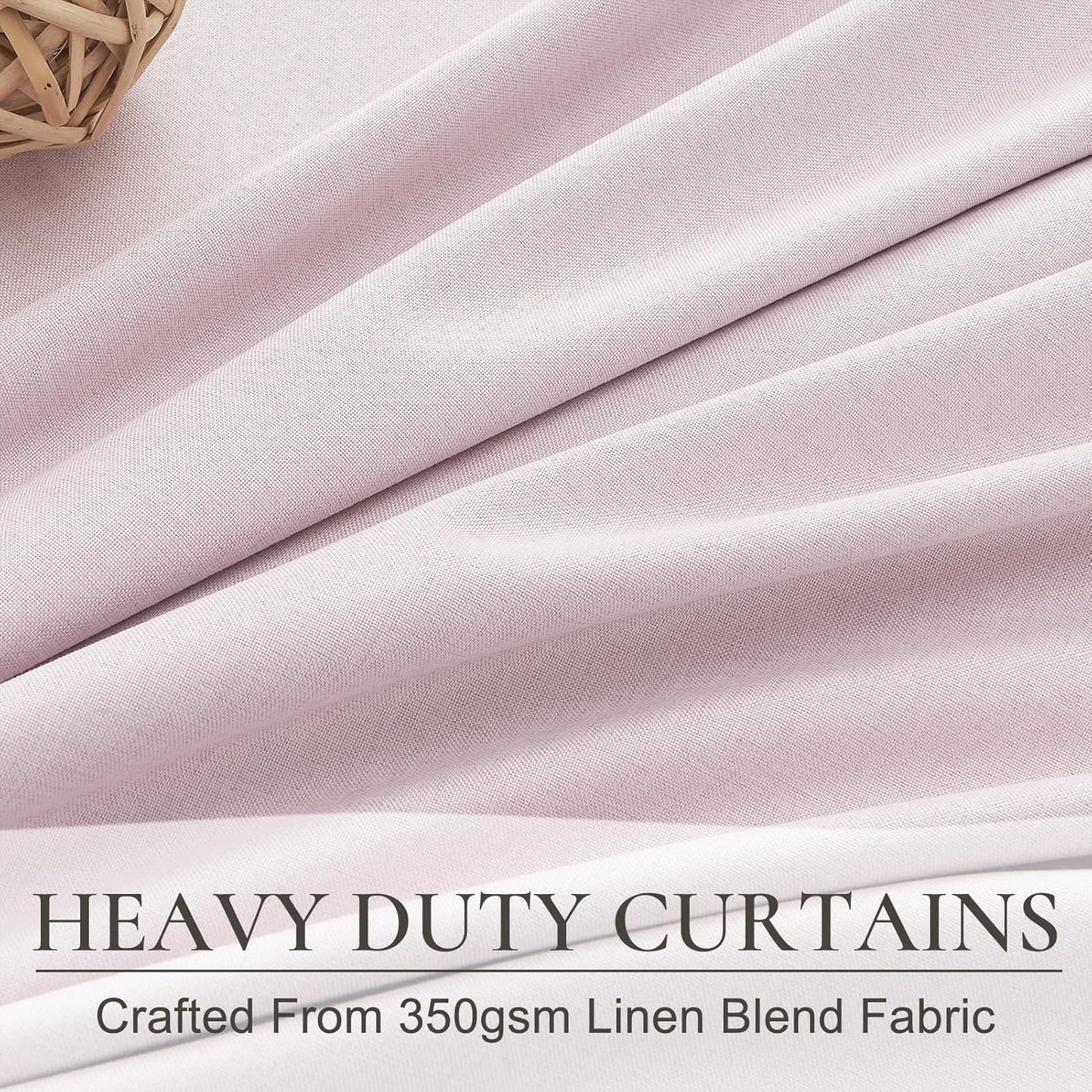 Light Soft Pink Room Darkening Drapes 63 Inches Long 2 Panels Set for Kitchen, Modern Pinch Pleat Blackout Natural Linen Curtains Thermal Insulated with Back Tab Curtain 63 Inch Long Cafe Window Burg