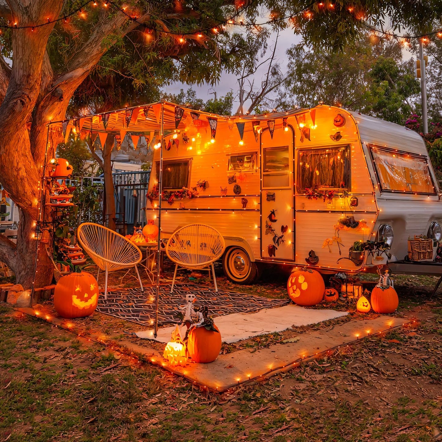 JMEXSUSS 2 Pack Orange Halloween Lights: 100 LED 33ft Solar Halloween Lights Outdoor Waterproof - 8 Modes Orange Solar Light for Christmas Outside Tree Gardens Fall Festival