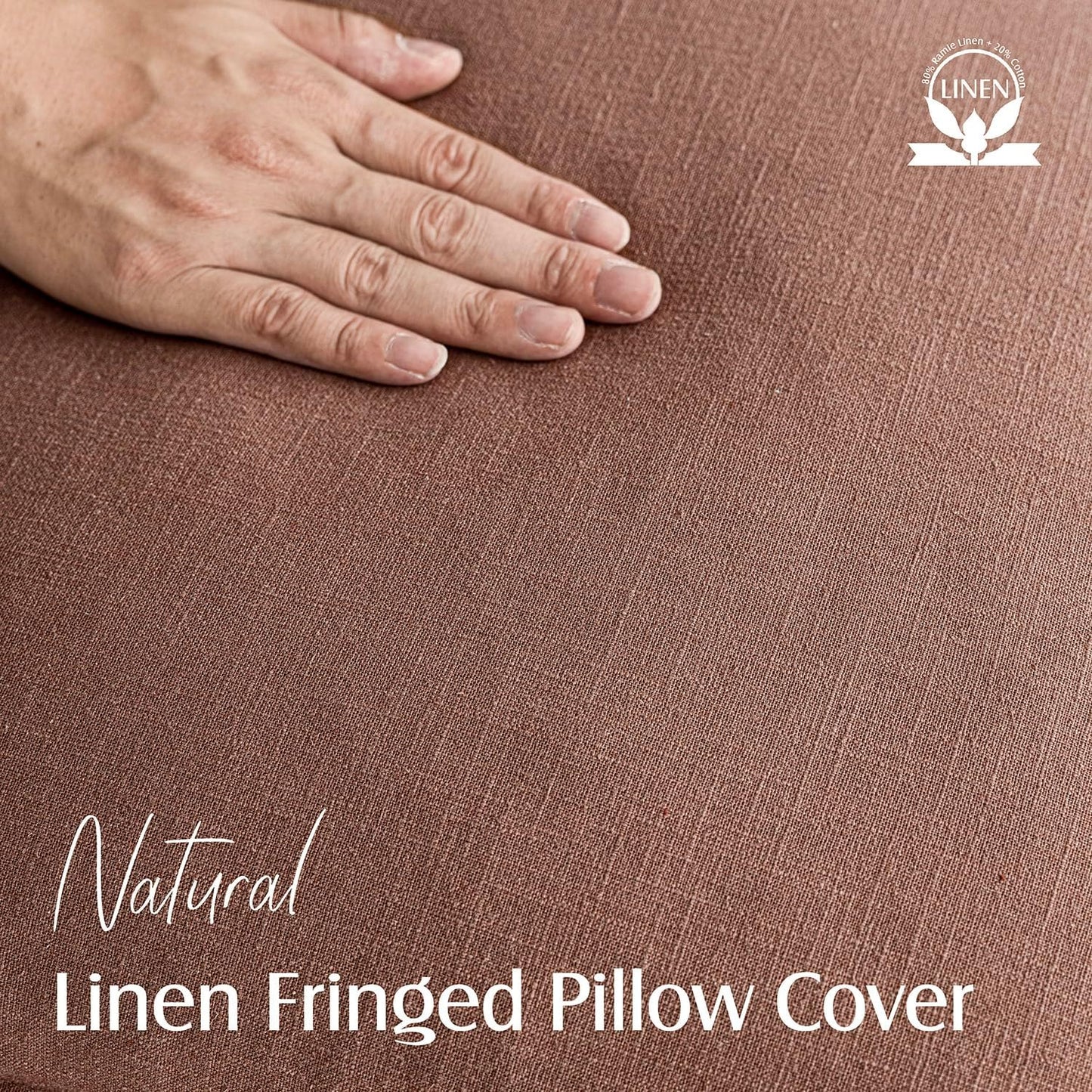 Foindtower Set of 2 Decorative Linen Fringe Lumbar Throw Pillow Covers Boho Farmhouse Cushion Cover with Tassels Soft Cozy Accent Pillowcase for Chair Sofa Couch Living Room Home Decor,12×20 Inch,Rust