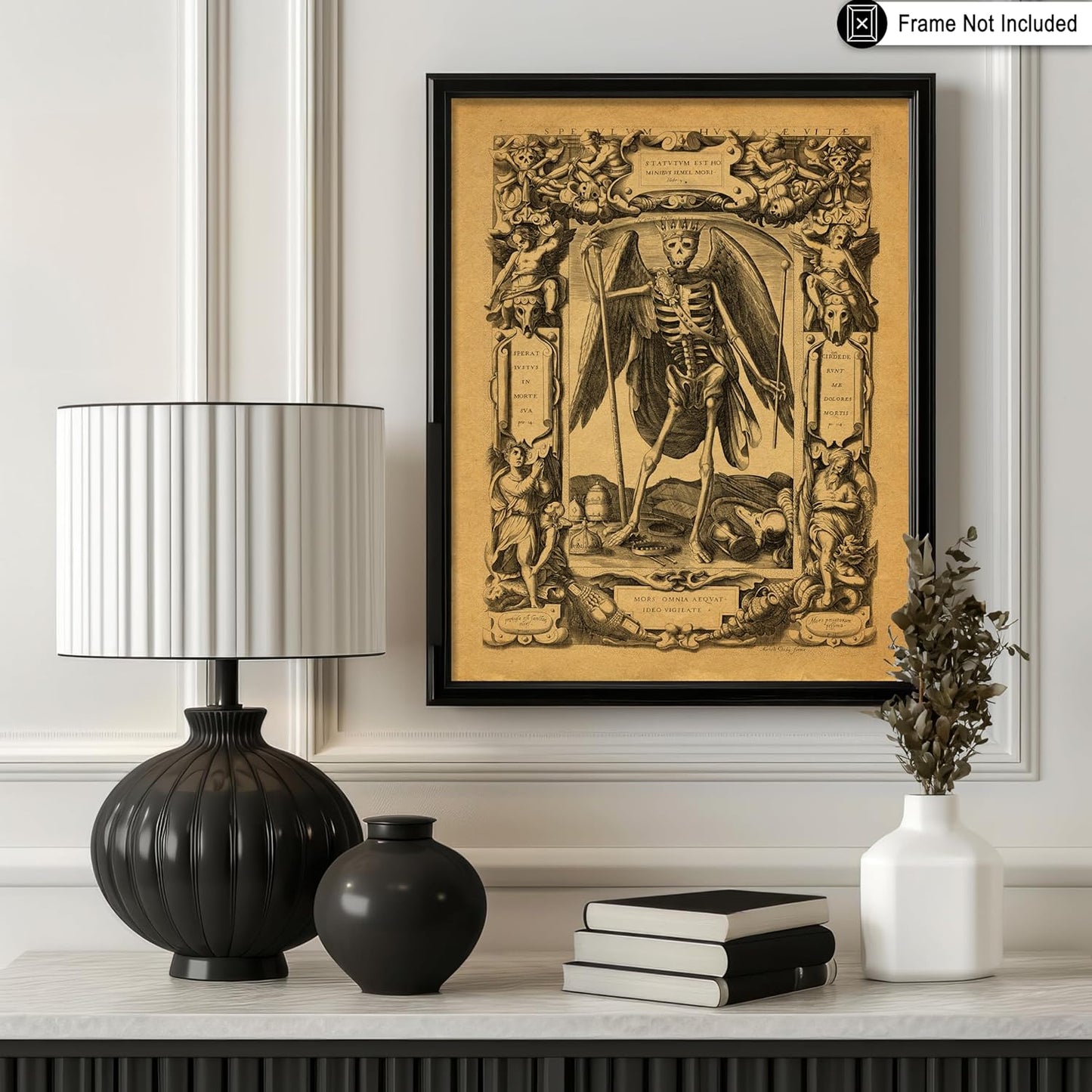 Poster Master Vintage Medieval Poster - Retro Gothic Print - Gift for Artist, Friend - Angel of Death, Memento Mori, Life, Skeleton, Dark - Wall Decor for Home, Living Room, 18x24 Unframed Wall Art