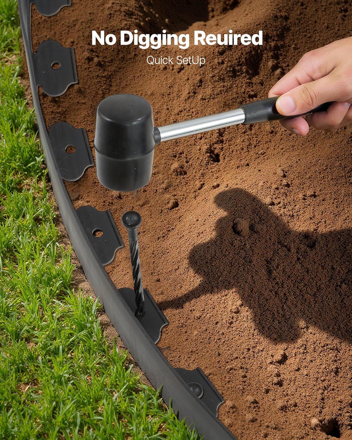 VEVOR Landscape Edging, 66 ft x 4 in Plastic Garden Border Edging with 60 Spikes & 2 Ground Stakes, No Dig, Flexible Lawn Edgings Roll, UV-Resistant Mini Fence Borders for Flower Beds Yard Paver