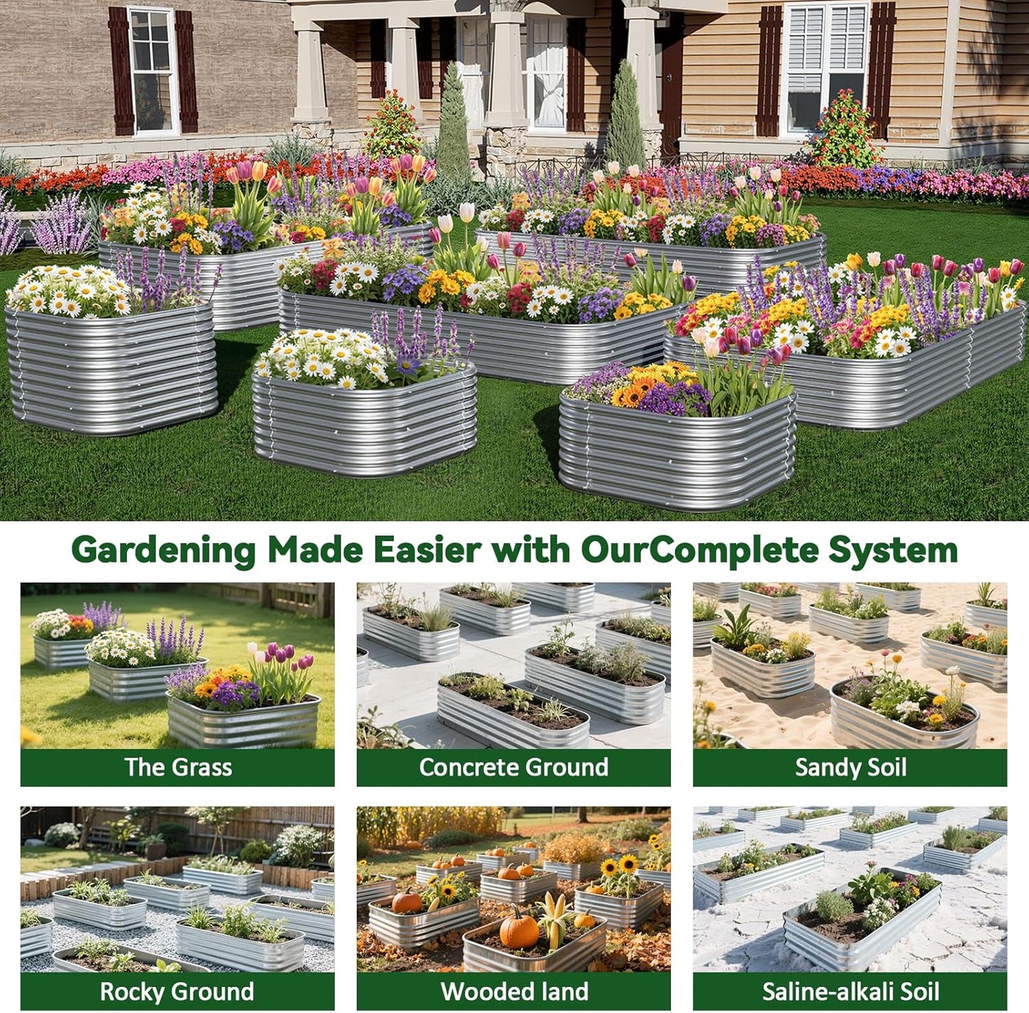 2 Pack Tall 6x3FT Corrugated Galvanized Steel Raised Garden Bed Outdoor, Metal Above Ground Garden Bed for Vegetables and Flowers, Raised Beds for Gardening