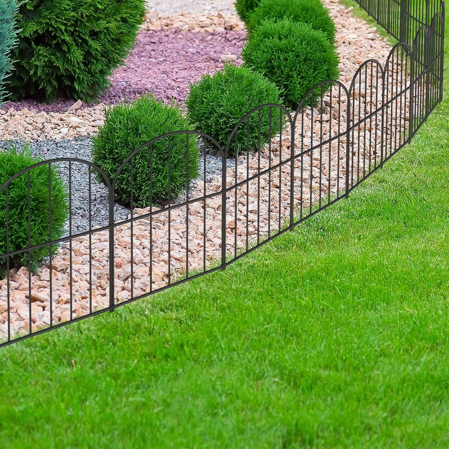 OUSHENG Small Decorative Garden Fence, 10ft (L) x 16.5in (H) Fencing, Rustproof Metal Wire Panel Border Animal Barrier for Dog, Flower Plant Edging for Yard Backyard Outdoor, Arched
