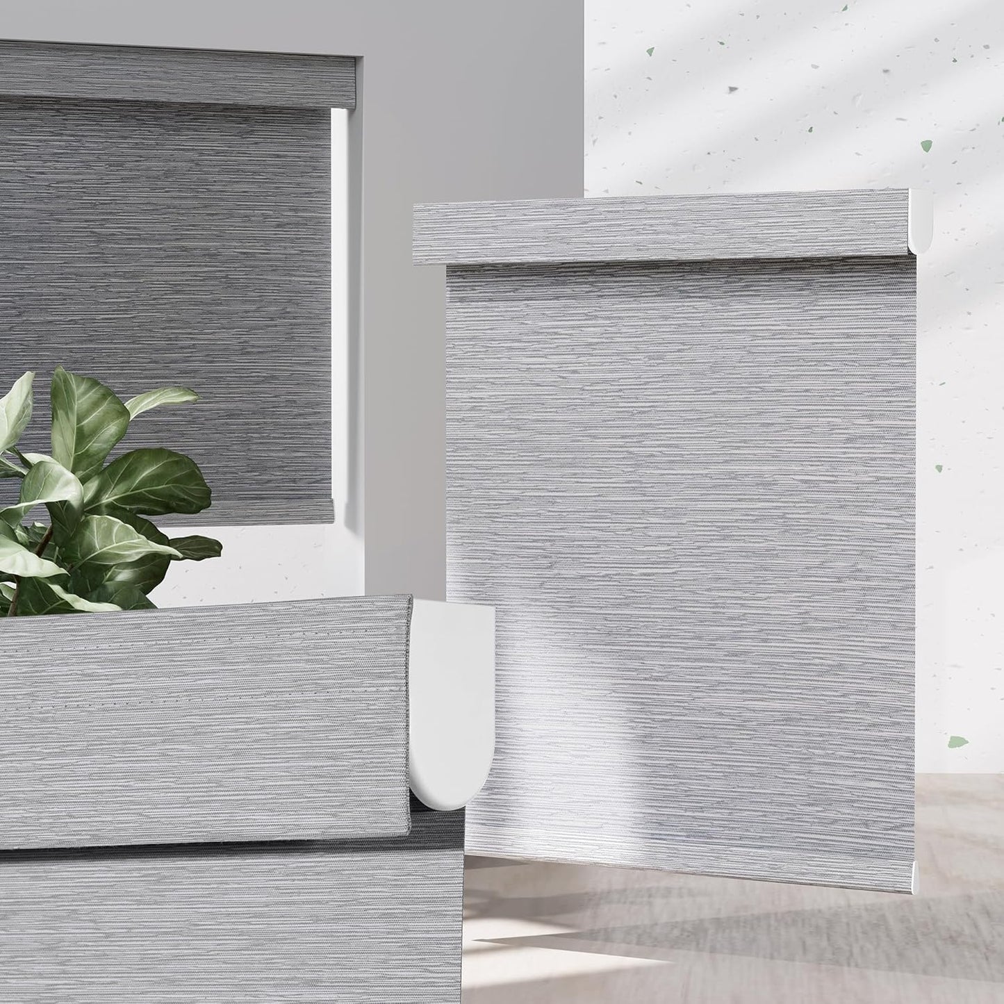 Blackout Roller Shades for Indoor Windows, Cordless Jacquard Fabric-Matched Roller Blinds, Easy to Install Privacy UV Protection Roll Up Blinds for Home Office, Grey, 32" W x 72" H