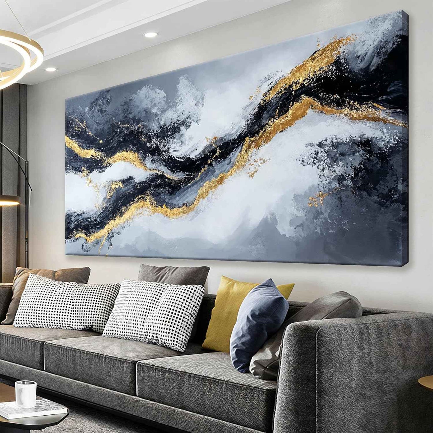 Abstract Art Wall Decor Large Modern Wall Art Pictures For Living Room Black And White Wall Art Prints Abstract Wall Art Artwork for Walls Canvas Art Wall Decor Home Office Wall Decoration 29" X 58"