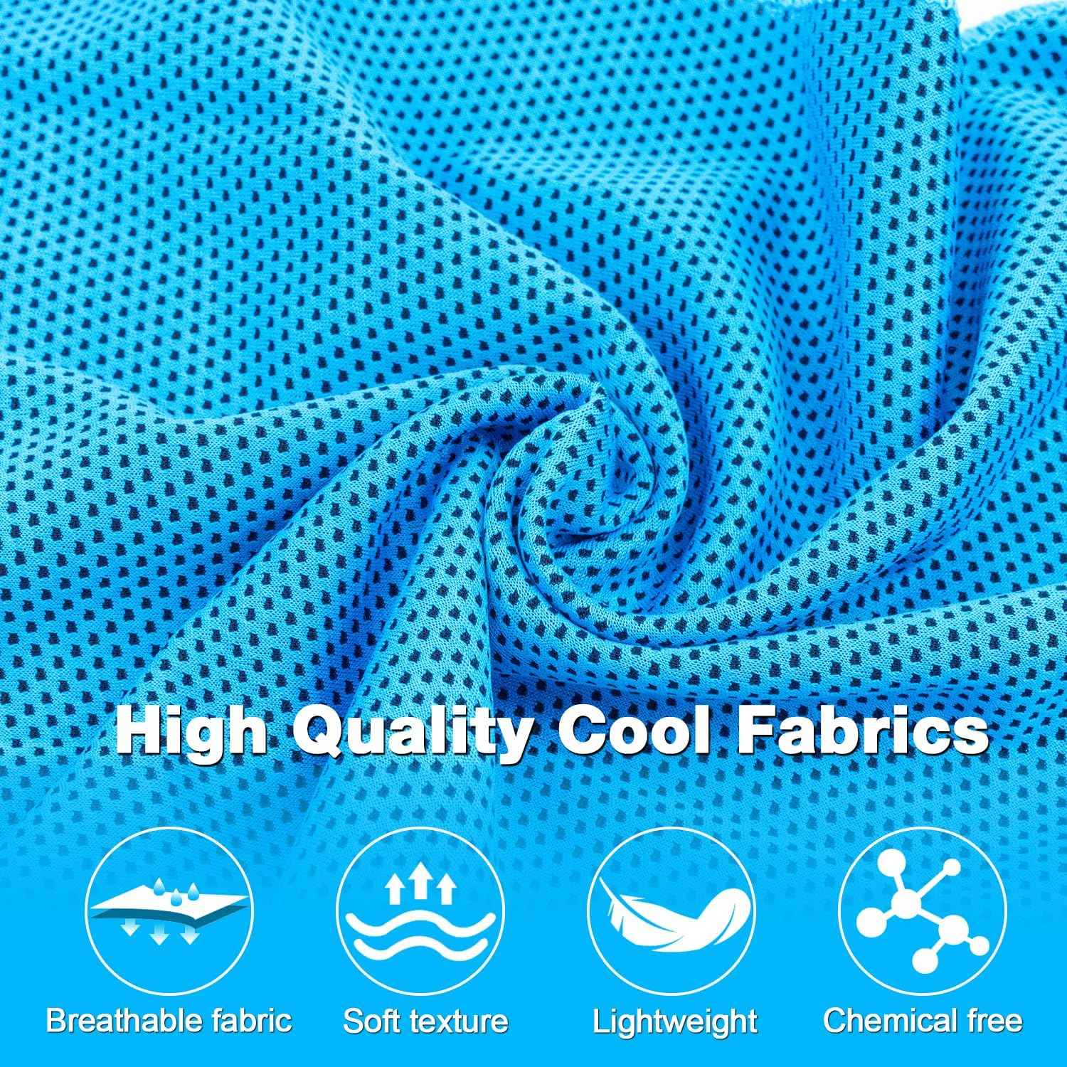 MENOLY 6 Pack Cooling Towels, 40"x12" Cooling Towels for Neck and Face with Breathable Carrying Bags,Soft Microfiber Instant Cooling Rags, Gym Workout Sweat Towel for Sports, Yoga, Camping, Running