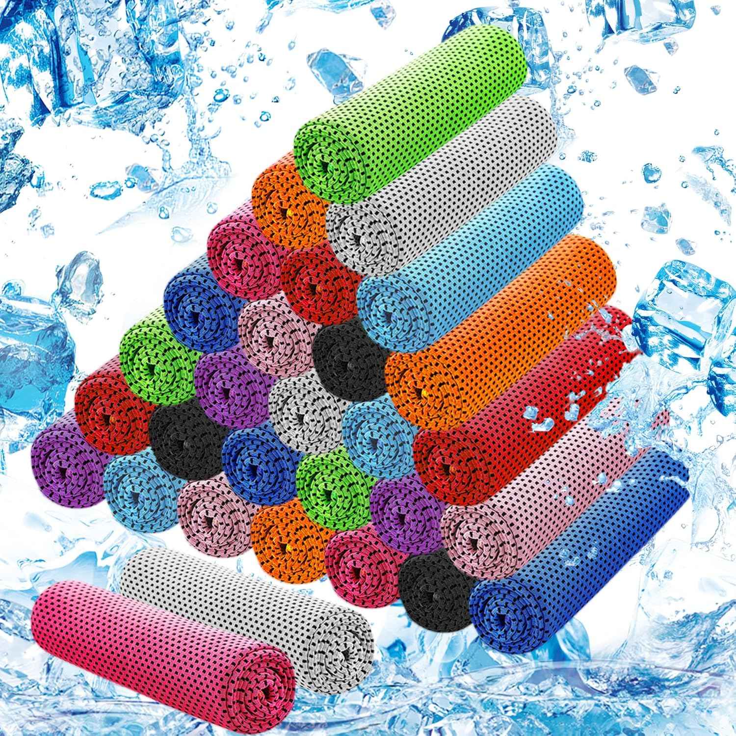30Pack Cooling Towels for Neck and Face (40"x12"), Ice Microfiber Cooling Towels Bulk for Workout Chill Sweat Towels Cooling Neck Wraps for Gym Yoga Golf Running Sport