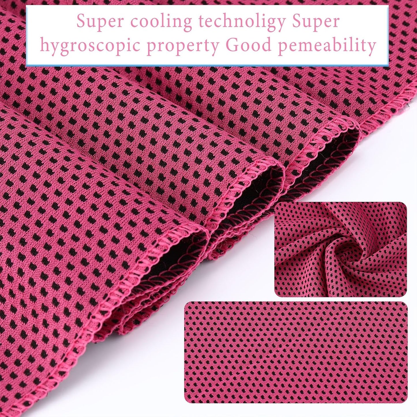 Honoson 10 Pcs Cooling Towels for Neck and Face, 47"x12" Sports Breathable Ice Towels Microfiber Chilly Sweat Rags with Portable Bottle for Gym Golf Athletes Yoga Workout Hot Weather (Rose Red)