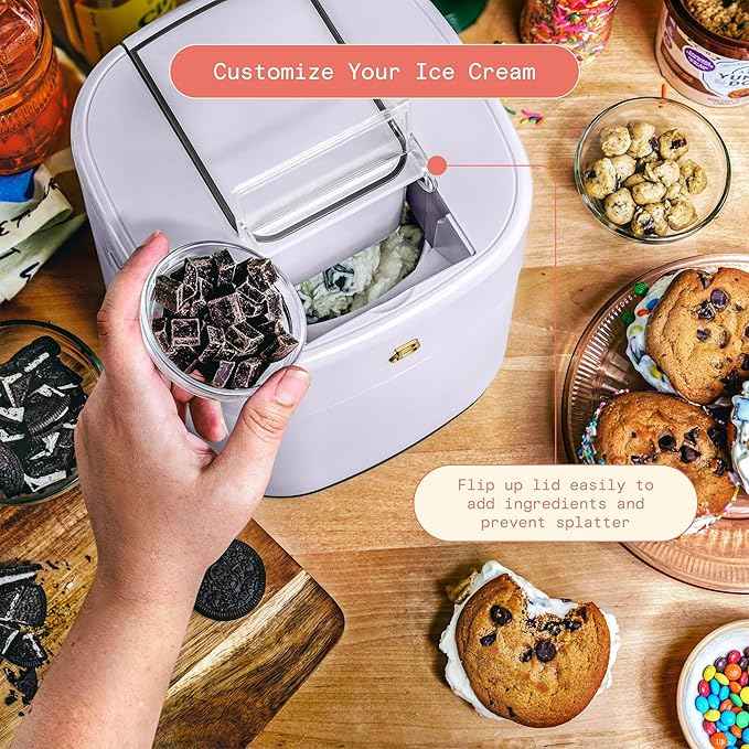 1.5 Quart Ice Cream Maker with Touch Control Panel, Freezer Bowl Design, Compact Electric Machine for Homemade Frozen Desserts, Gelato & Sorbet (Lavender)