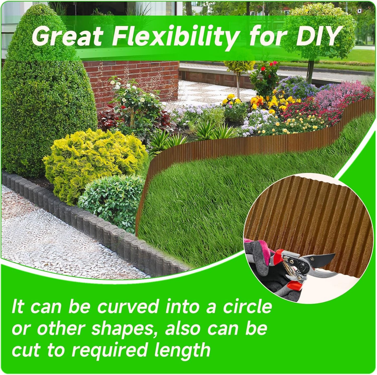 Corrugated Garden Edging,6"×20Ft Pre-Rusted Landscape Edging & Lawn Edging Border,Metal Garden Border for Flower Beds,Garden,Lawn,Raised Beds & Tree Surrounds