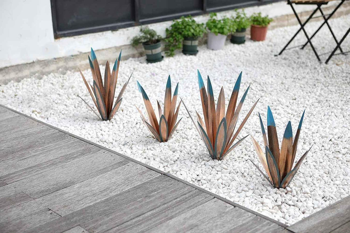 Homight Large Tequila Rustic Sculpture, Rustic Metal Agave Plants for Outdoor Patio Yard, Home Decor Hand Painted Metal Agave Garden Yard Statue, Outdoor Lawn Ornaments (3 Big)