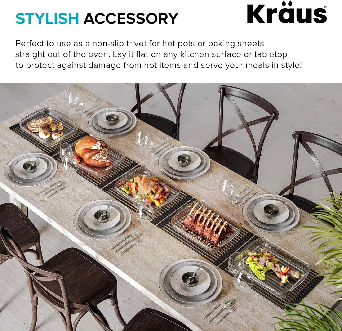 Kraus Multipurpose Workstation Sink Roll-Up Dish Drying Rack, Colander and Trivet in Green, KRM-11GR
