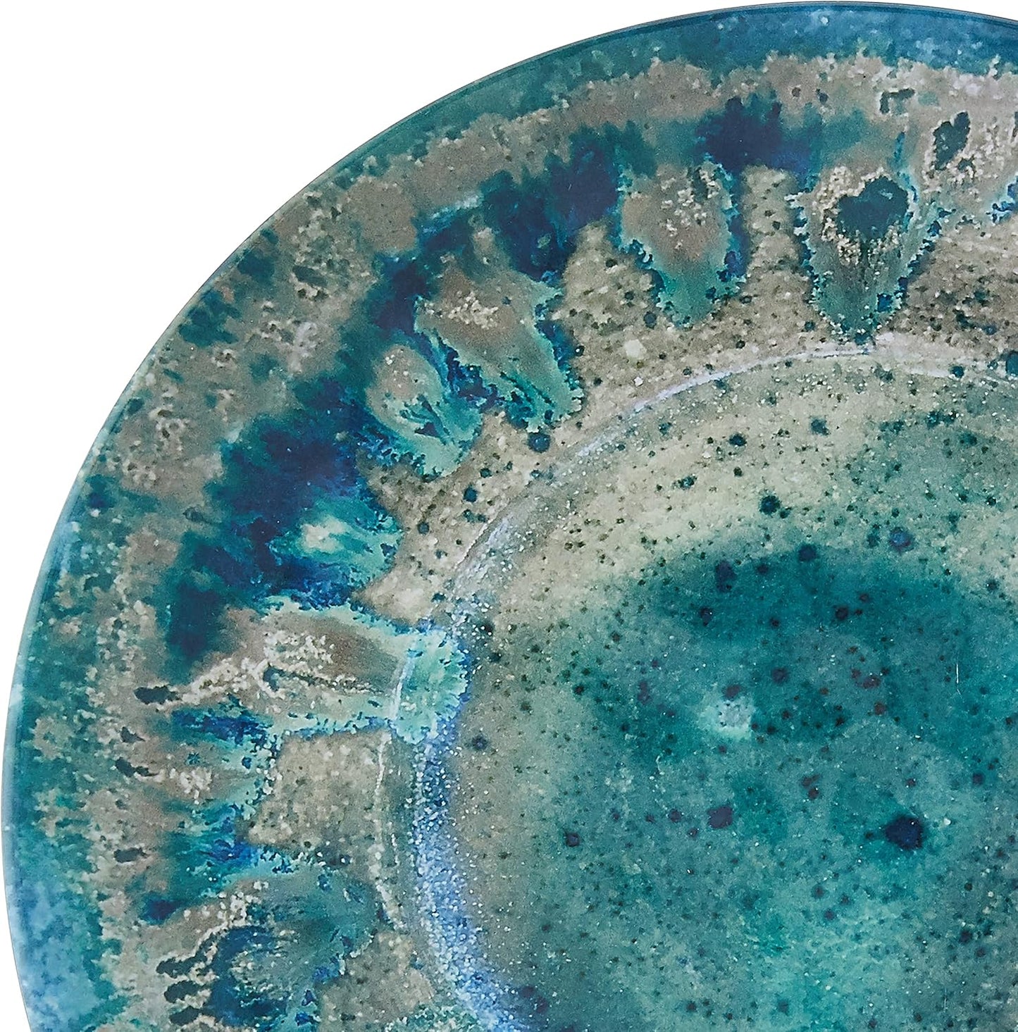Radiance Teal 12pc Melamine Dinnerware Set – Service for 4 Plates and Bowls Set, Outdoor Dinnerware, Coastal Dishes, Unbreakable, Dishwasher Safe, Heavyweight Melamine, Rustic Look