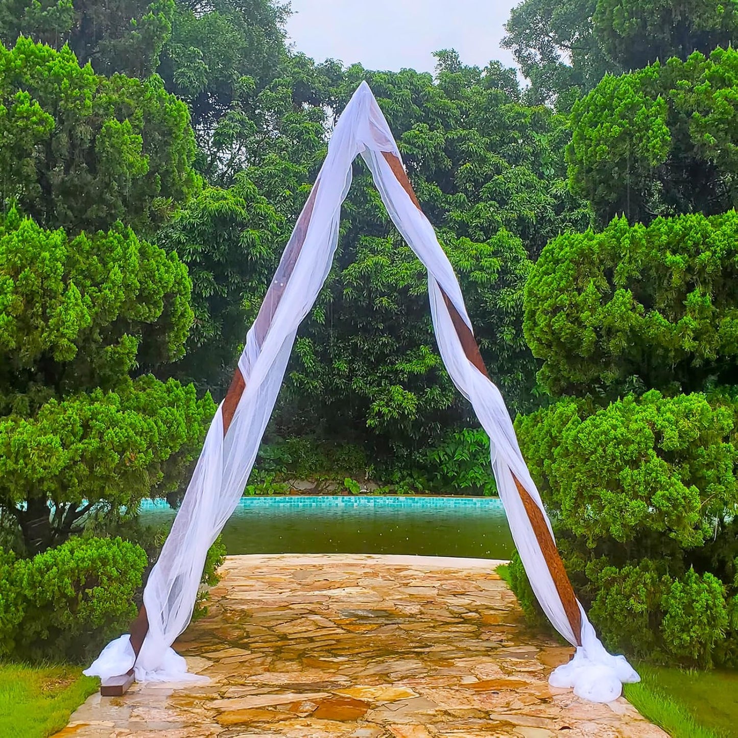 7.87FT Wooden Wedding Arch, Wood Arch for Wedding Ceremony Gorgeous Arbor Backdrop Stand for Garden Parties