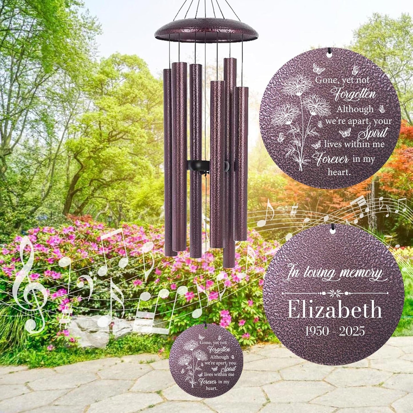 ASTARIN Engraving Wind Chimes for Loss of Loved One, Personalized Wind Chimes Memorial, Bereavement Gifts for Loss of Mother, Windchimes in Memory of a Loved One, Outside Windchime(Produced in USA)