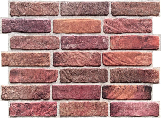 CONCORD WALLCOVERINGS ™ 3D Red Faux Brick Wall Panels - Pack of 20, Lightweight 17.5" x 24" (44.5 cm x 61 cm) PVC Sheets, Decorative Stone Tiles for Living Room, Kitchen - Covers 58.33 Sq Ft (572OR)