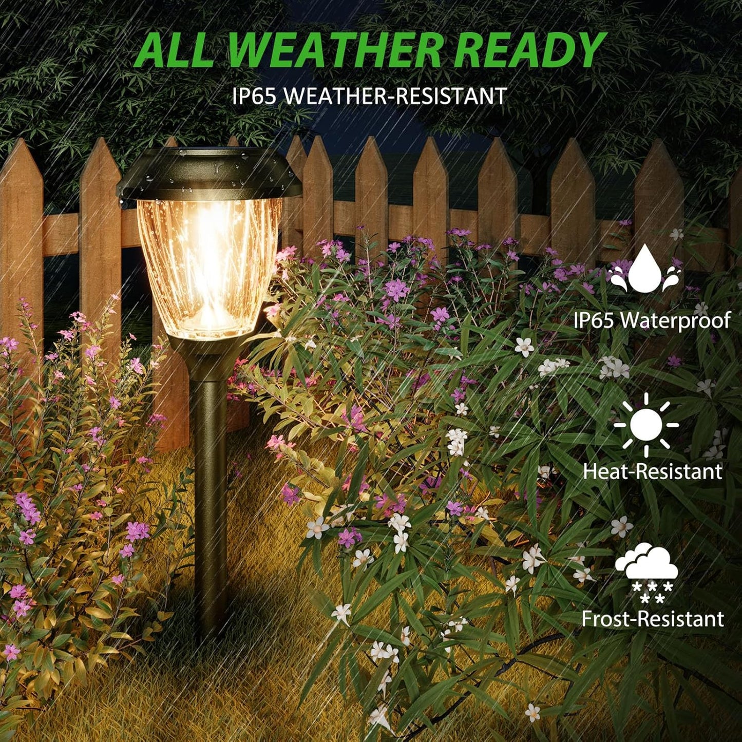 XMCOSY+ Solar Pathway Lights Outdoor, 10/25 LM in 2 Lighting Modes, Glass Stainless Steel Waterproof Outside Solar Powered Garden LED Lights for Yard Lawn Driveway Walkway Landscape Decor(Warm White)