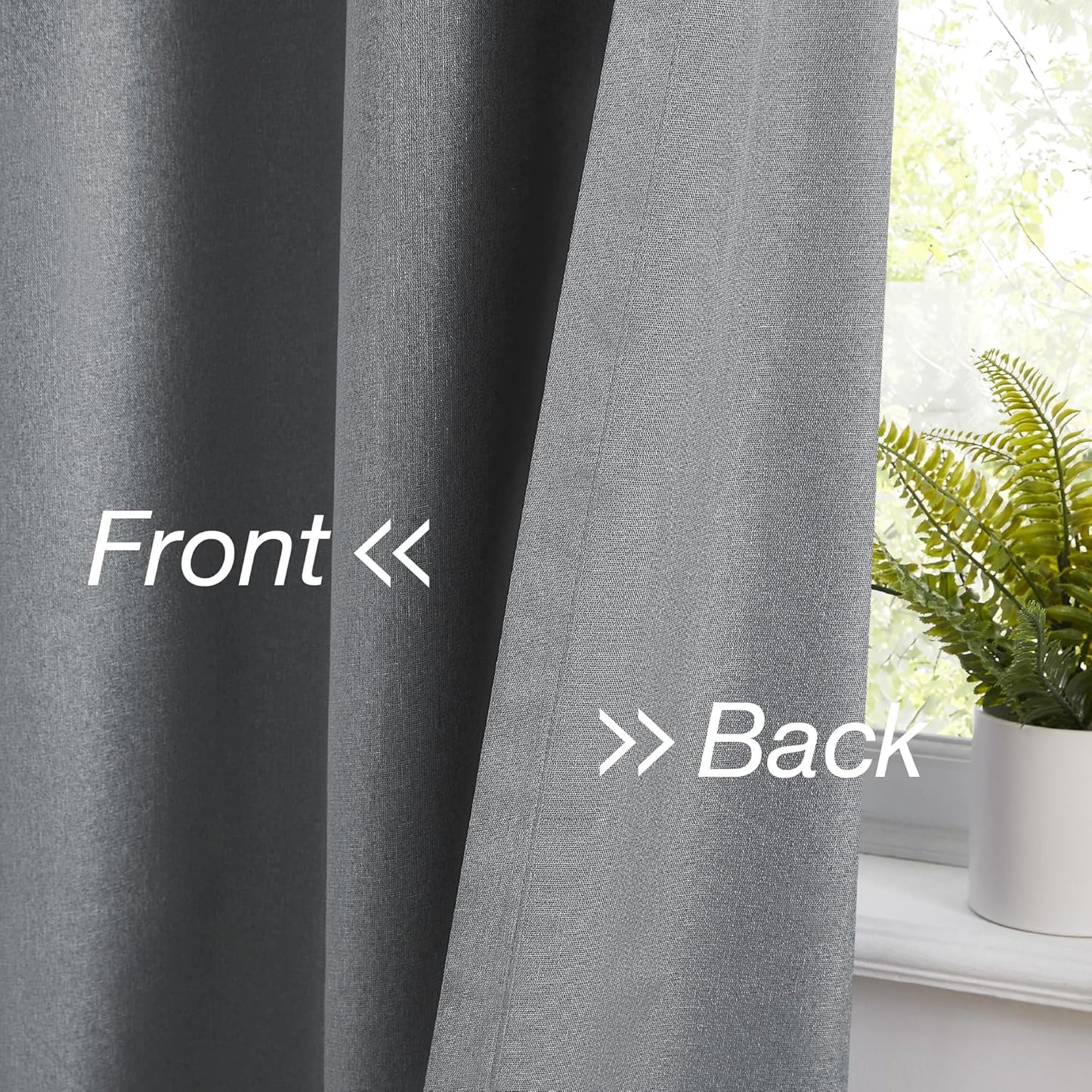 Gray Linen Blackout Curtains 120 Inches Long for Extra Tall Windows, Thermal Insulated Sound Dampening Privacy Grommet Window Covering for Living Room Kitchen,52" W x 120" L,10 FT,2 Panels,Grey
