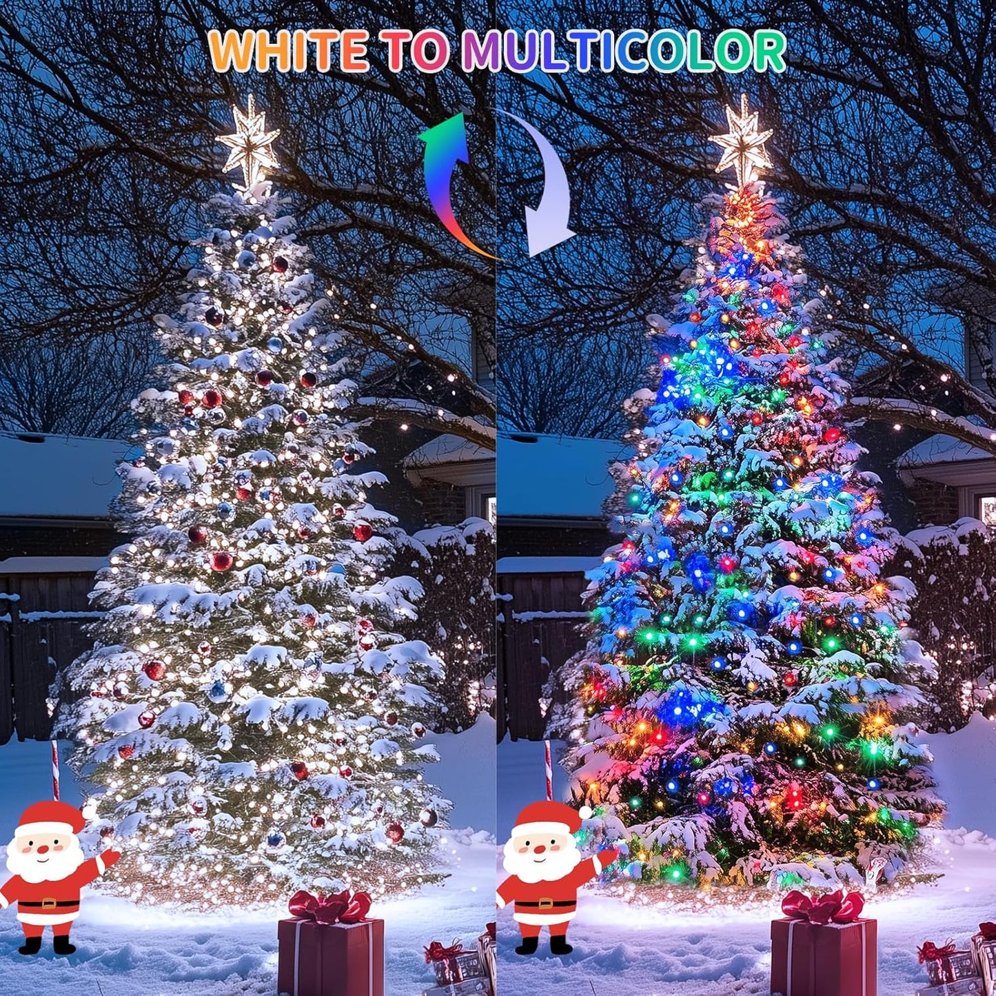JMEXSUSS Color Changing Christmas Lights, 66ft 200 LED White & Multicolor String Lights Outdoor Waterproof with Timer Remote, Connectable Christmas Tree Lights Plug in for Indoor Xmas Decor