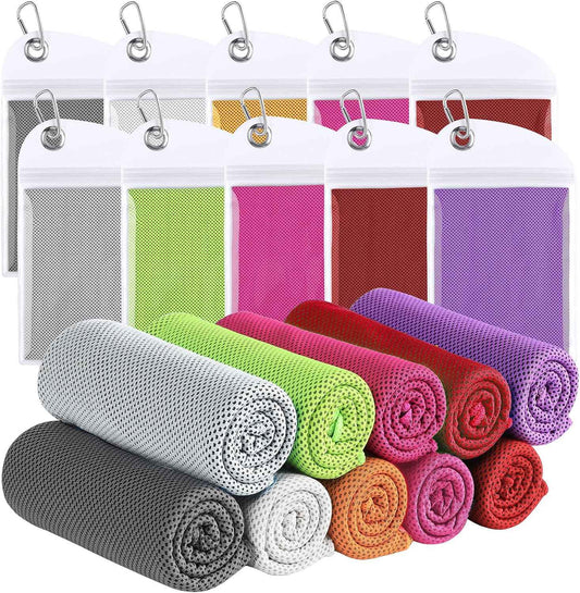 Cooling Towels for Neck and Face 10 Pack, 40x12’’ Soft Breathable Sweat Towels, Microfiber Sport Towel for Yoga, Gym, Workout, Running, Golf, Travel, Cooling Neck Wrap for Hot Weather
