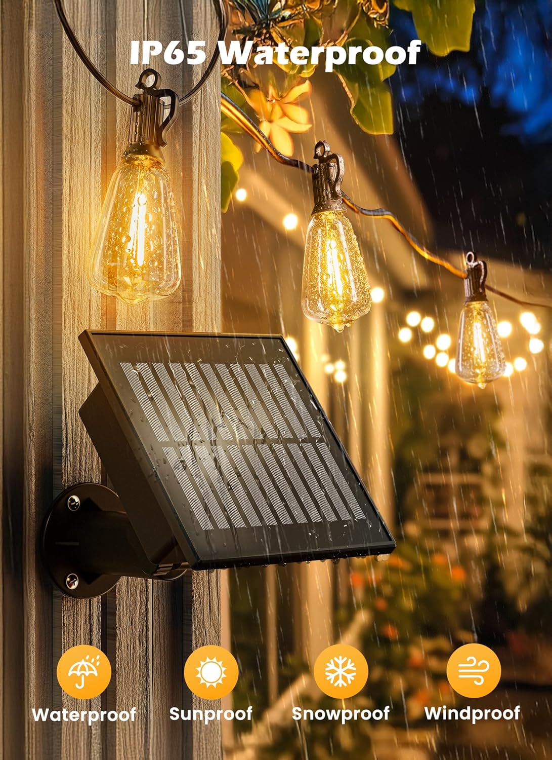 Brightown Solar String Lights Outdoor Waterproof 75FT with 35 Shatterproof ST38 LED Bulbs, 2700K Solar Lights Outdoor with Remote, Solar String Lights for Outside, Camping, Yard, Party Decor