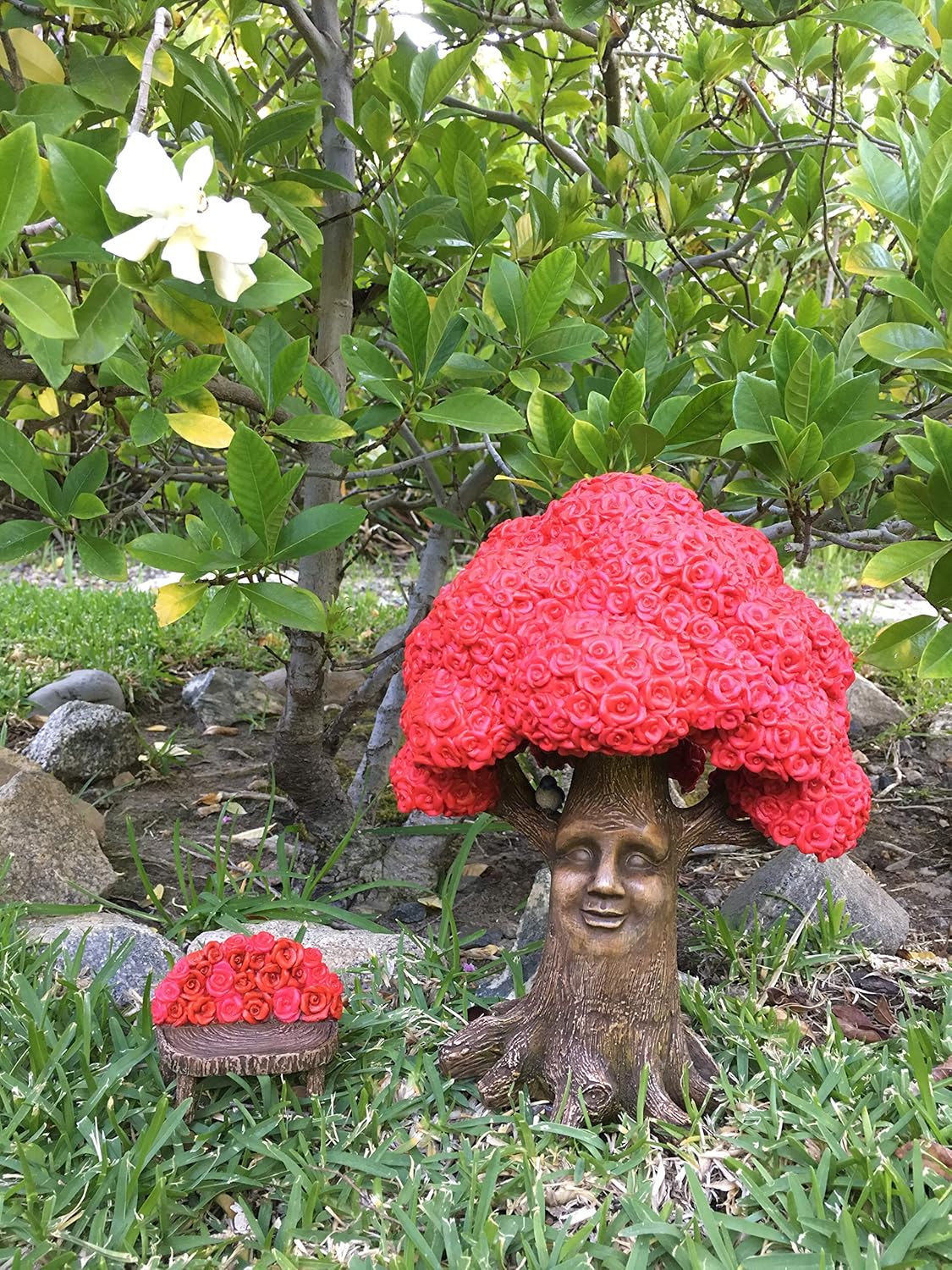 GlitZGlam Fairy Garden Miniature Tree: Mrs. Rose The Pink Rose Tree of Azar (9 Inch Tall) for The Garden Fairies and Gnomes - from The Beautiful Azarian Collection. A Fairy Garden Accessory