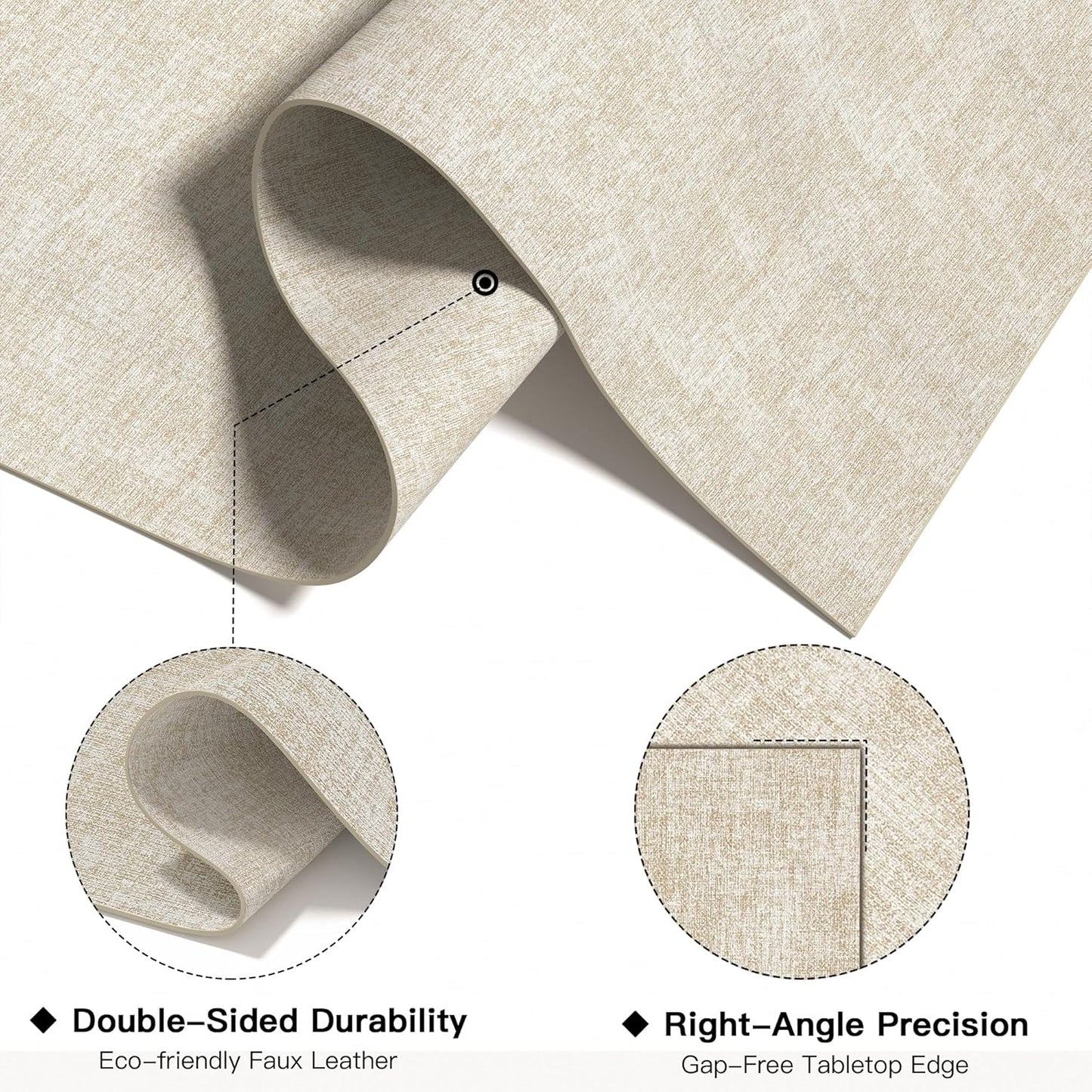 DOLOPL Placemats Set of 4, Reversible Wipeable & Heat Resistant Place Mats, Modern Faux Leather Table Mats for Kitchen, Neutral Waterproof Tablemats for Dining Table Decor, Wedding, Party(Beige)