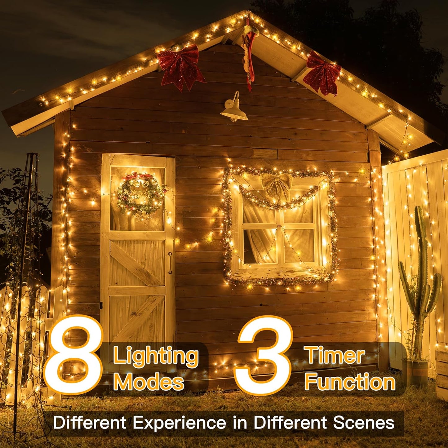 Ollny Christmas Lights, 1000LED 328FT Long Christmas Tree Lights with 8 Modes Remote Timer IP44 Waterproof, Outdoor Christmas Lights for Tree House Yard Outside Xmas Decorations Warm White