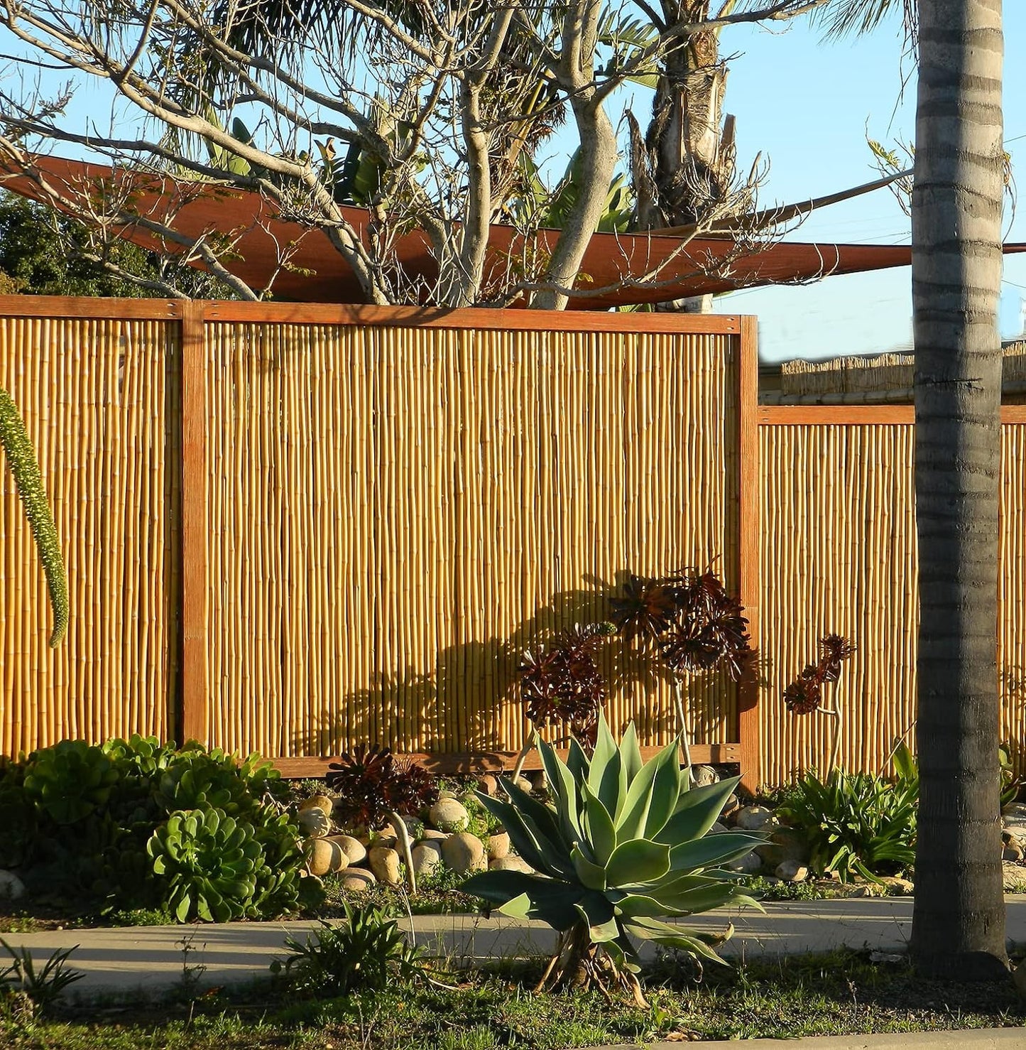 Backyard X-Scapes Natural Bamboo Fencing Decorative Rolled Fence Panel 0.75 in D x 4 ft H x 8 ft L