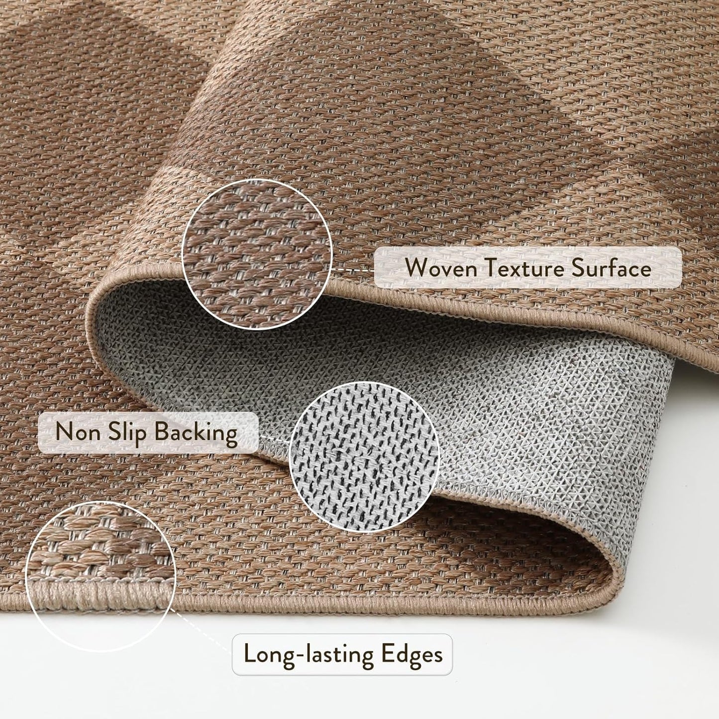 Lahome Checkered Easy Jute Runner Rug, 2x6 Kitchen Mats for Floor Non Slip Washable Entryway Runner, Checkerboard Nature Indoor Outdoor Carpet for Hallway 6ft Entry