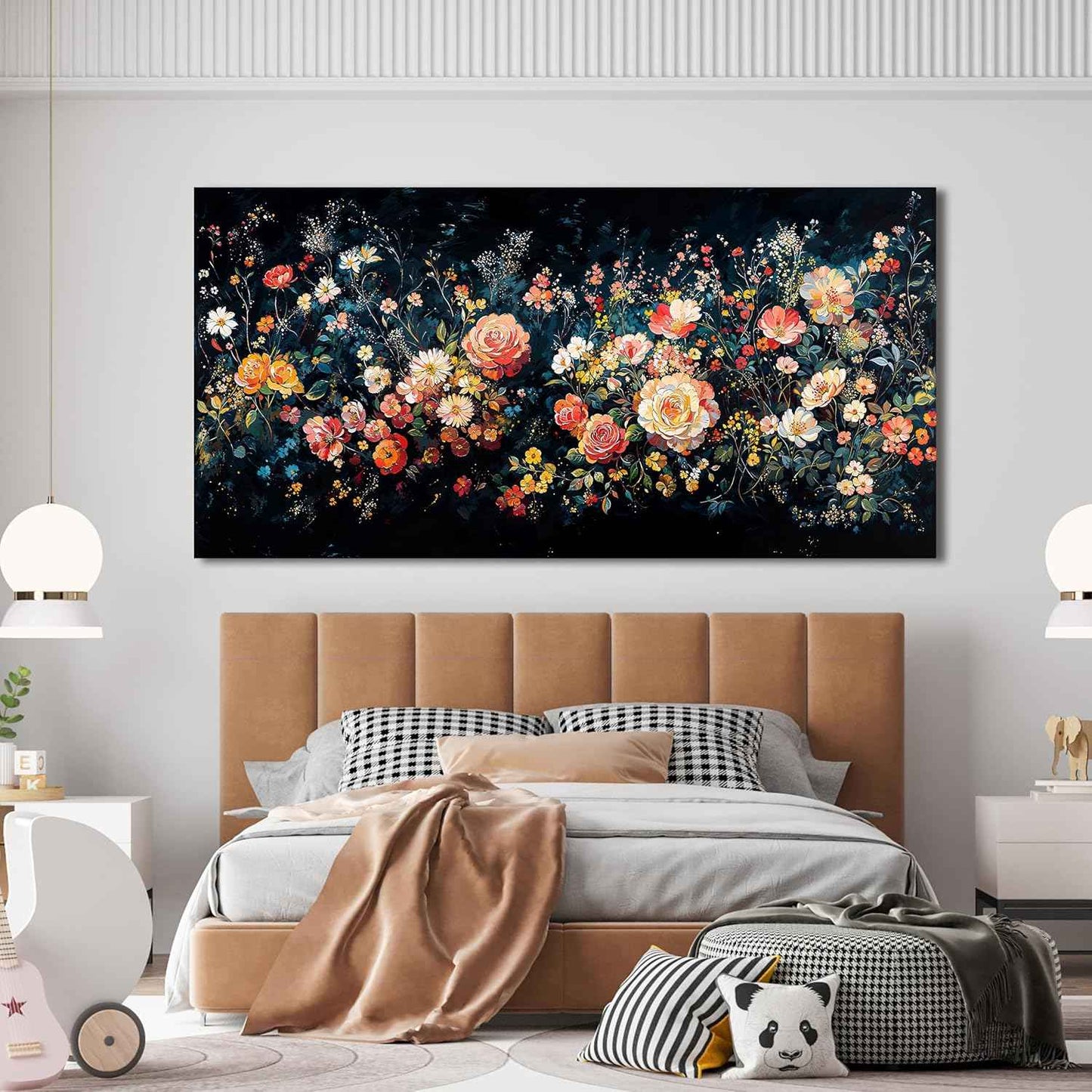 Canvas Wall Art Decor Wall Pictures for Living Room Large Canvas Art Wall Decor Vintage Green Wall Art Large Artwork for Walls Colorful Flower Wall Art Prints Bedroom Office Wall Art Decor 24" X 48"