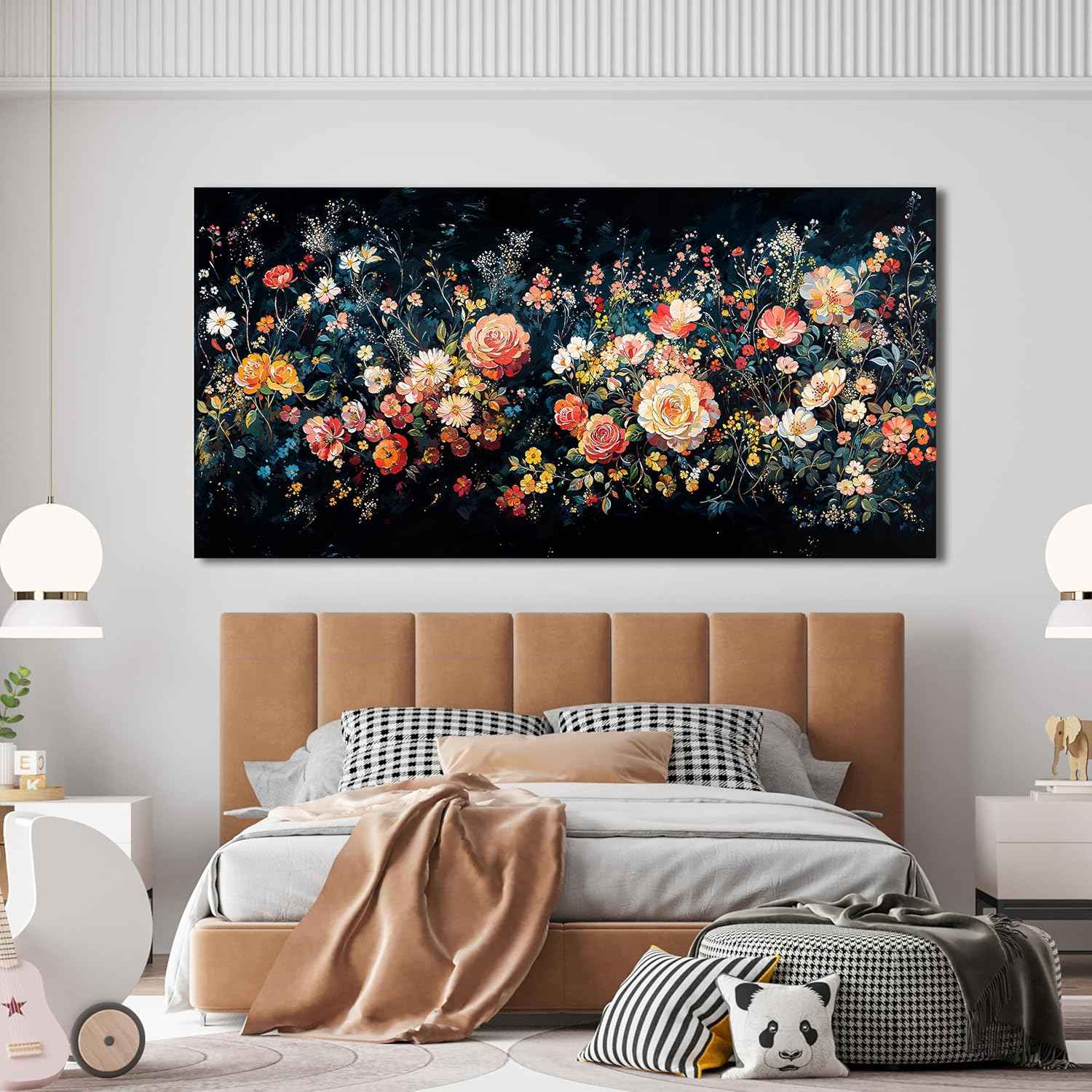 Canvas Wall Art Decor Wall Pictures for Living Room Large Canvas Art Wall Decor Vintage Green Wall Art Large Artwork for Walls Colorful Flower Wall Art Prints Bedroom Office Wall Art Decor 24" X 48"