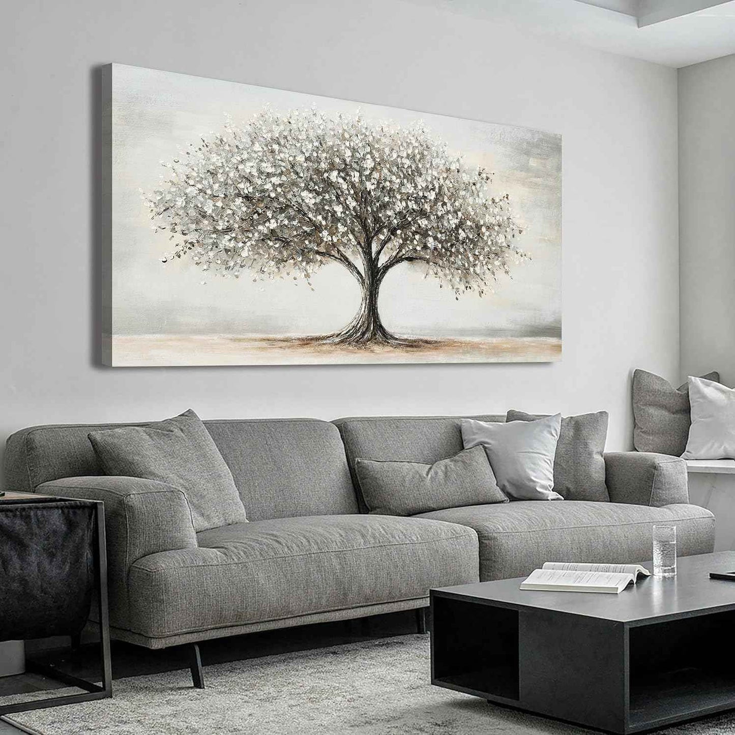 AIXMGSJS Canvas Wall Art Decor Canvas Art Decor Tree of Life Art Modern Black and White Wall Art Prints Large Artwork for Walls Pictures for Living Room for Bedroom Office Wall Decor 24" X 48"