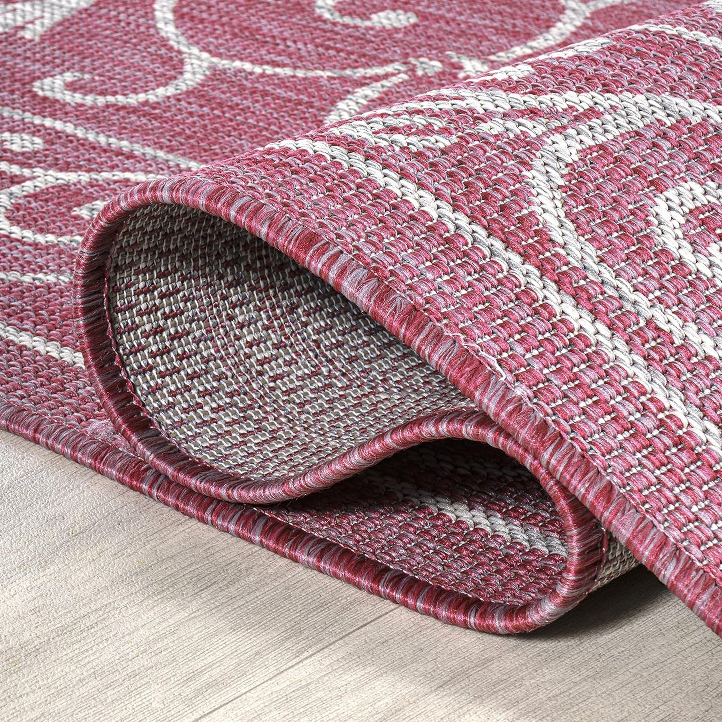 JONATHAN Y Vintage Filigree Indoor Outdoor Area Rug 3X5 Fuchsia/Light Gray, Charleston Textured Weave for Backyard, Patio, Porch, Easy-Cleaning, High Traffic, Pet-Friendly, Non-Shedding (SMB106J-3)