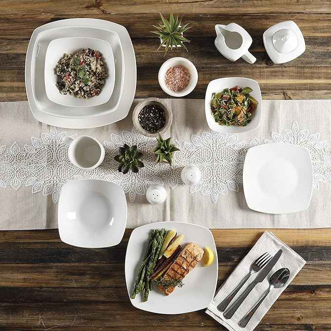 Gibson Home Zen Buffetware 39 Piece Dinnerware Set , White
