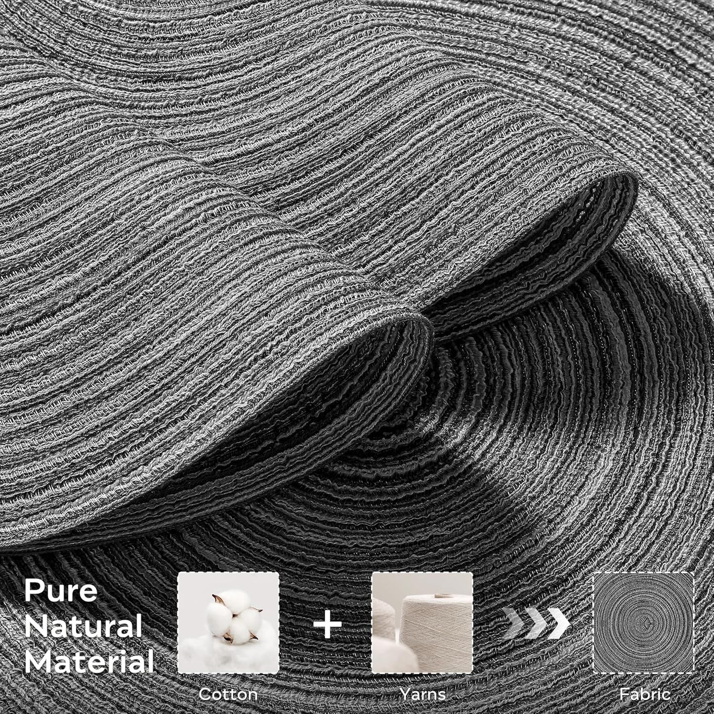 Leetaltree Round Placemats Heat and Slip Resistant Cotton Table Mats, Washable Bohemian Placemats for Dining Tables (Charcoal, Set of 8)