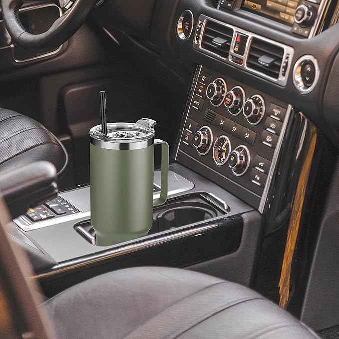 HASLE OUTFITTERS 40 oz Stainless Steel Tumbler with Handle, Vacuum Insulated Tumblers Bulk, Reusable Double Wall Travel Coffee Mug, Durable Powder Coated Water Bottles(Army Green, 8)