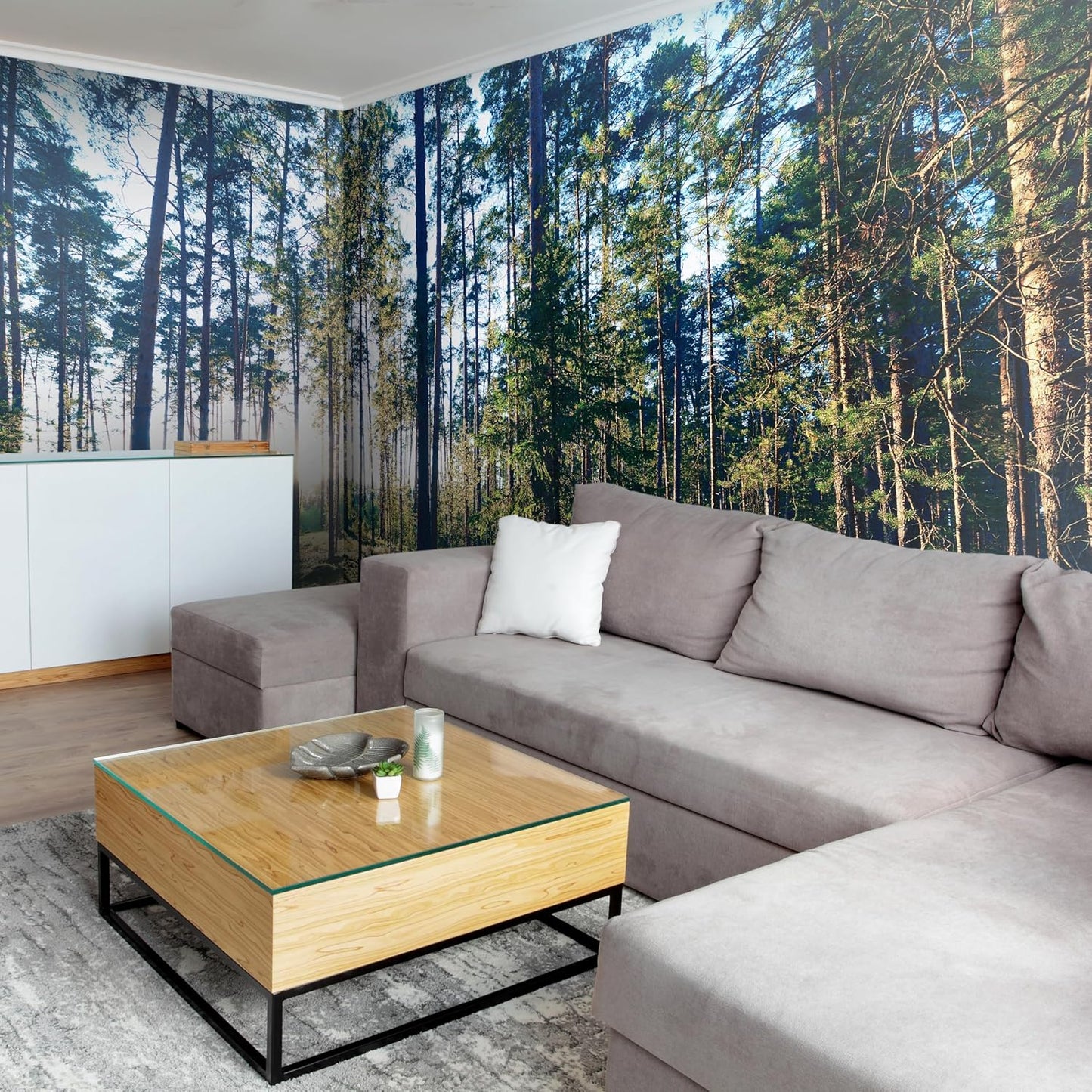 artgeist Premium Wall Mural Forest 216x98 in - Non-Woven Photo Wallpaper Art Print Fleece Wall Mural Decoration Forest Trees Sunris c-B-10185-a-a