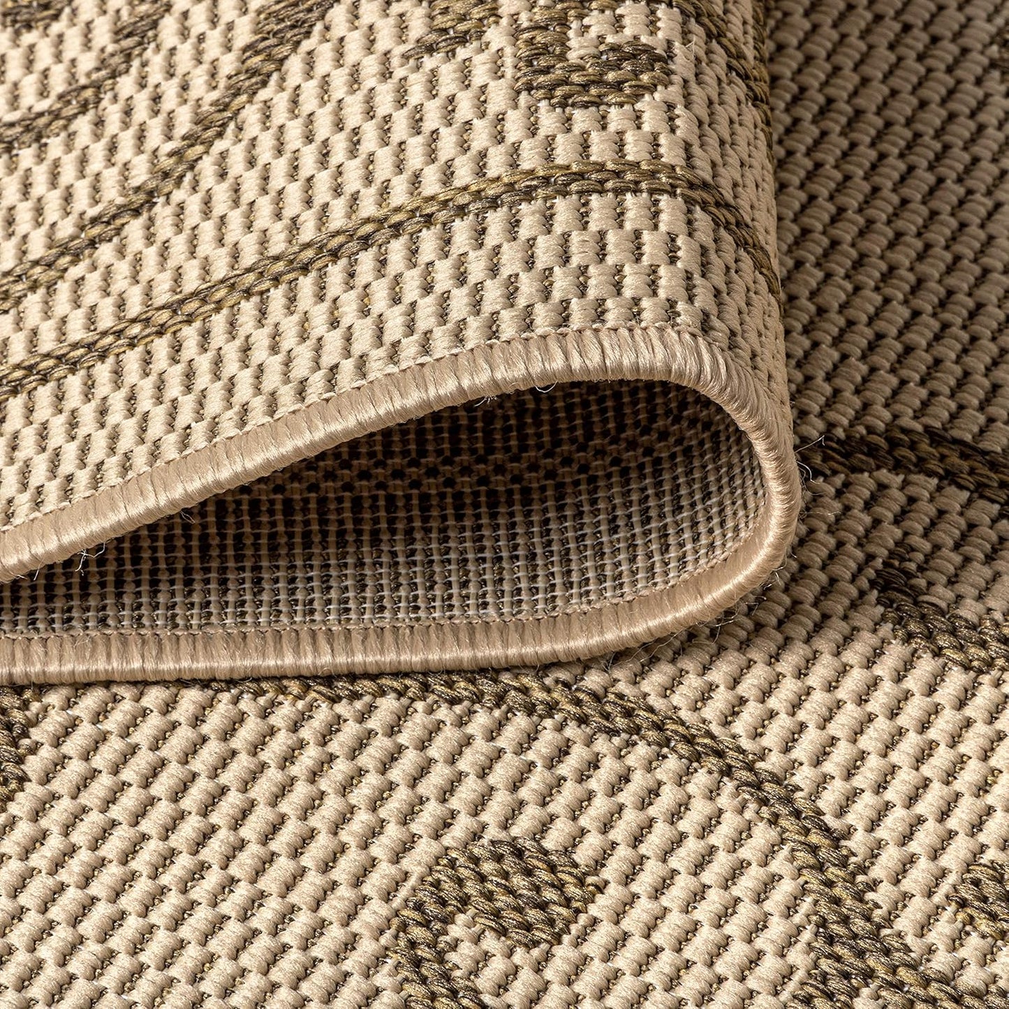 JONATHAN Y Vintage Filigree Indoor Outdoor Round Area Rug 8 Ft Beige/Brown, Charleston Textured Weave for Backyard, Patio, Porch, Easy-Cleaning, High Traffic, Pet-Friendly, Non-Shedding (SMB106A-8R)