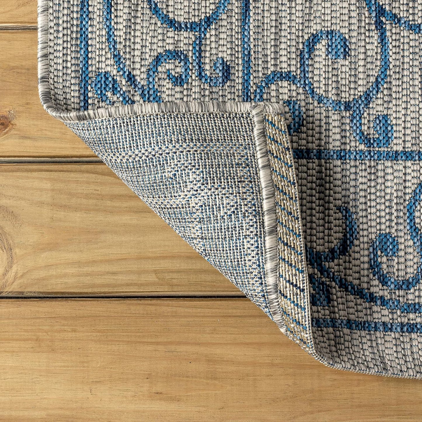 JONATHAN Y Vintage Filigree Indoor Outdoor Octagon Area Rug 5 Ft Gray/Navy, Charleston Textured Weave for Backyard, Patio, Porch, Easy-Cleaning, High Traffic, Pet-Friendly, Non-Shedding SMB106C-5TGN