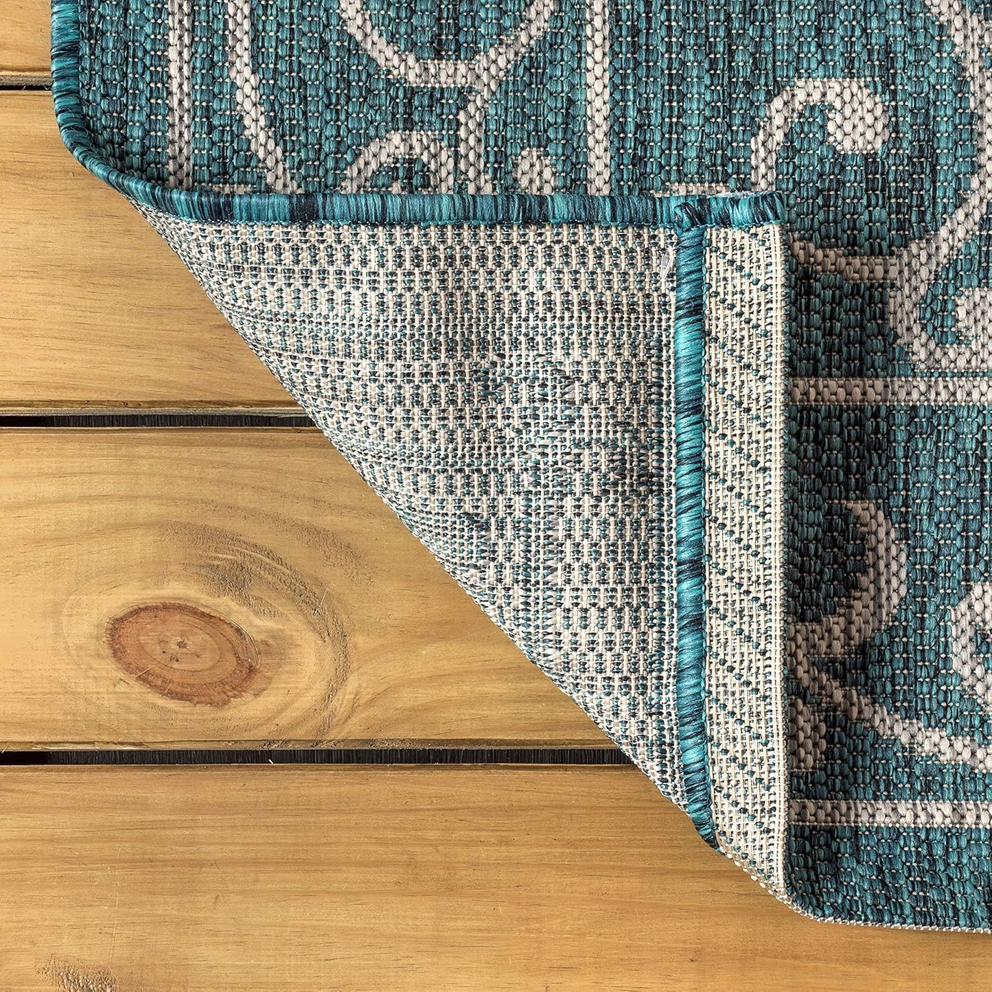 JONATHAN Y Vintage Filigree Indoor Outdoor Area Rug 3X5 Teal/Gray, Charleston Textured Weave for Backyard, Patio, Porch, Easy-Cleaning, High Traffic, Pet-Friendly, Non-Shedding (SMB106F-3)