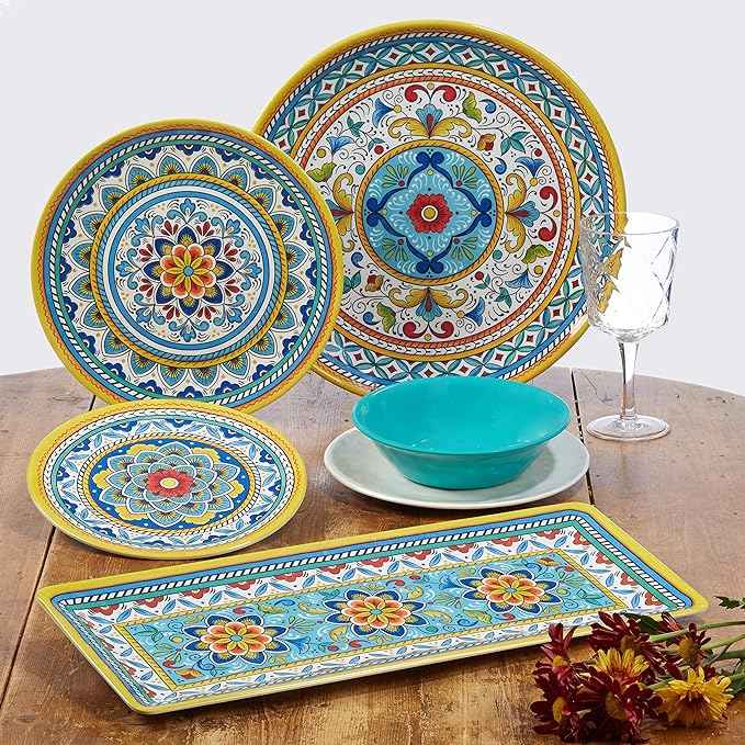 Certified International Portofino 11" Melamine Dinner Plate, Multi Colored, Large, Set of 6