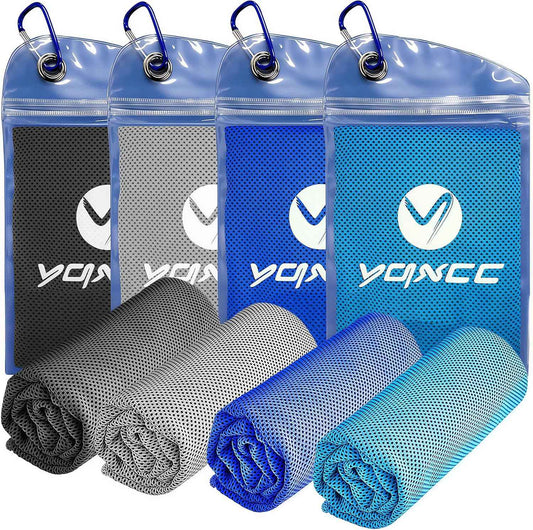 YQXCC Cooling Towels | 4 Pack 40"x12" | Cool for Neck | Microfiber Soft Breathable Chilly for Sports, Yoga, Golf, Gym, Camping, Running, Workout & More Activities