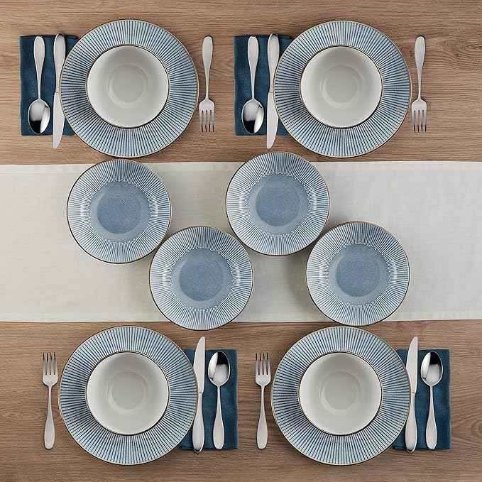 Pfaltzgraff Arlie Blue 12 Piece Dinnerware Set, Service for 4, Blue